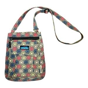 Kavu. Crossbody Keeper Canvas Bag. Taupe Floral Print - Limited Edition.